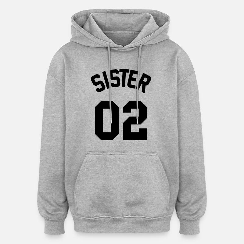 Sister 02 - Sweat à capuche oversize unisexe - gris chiné