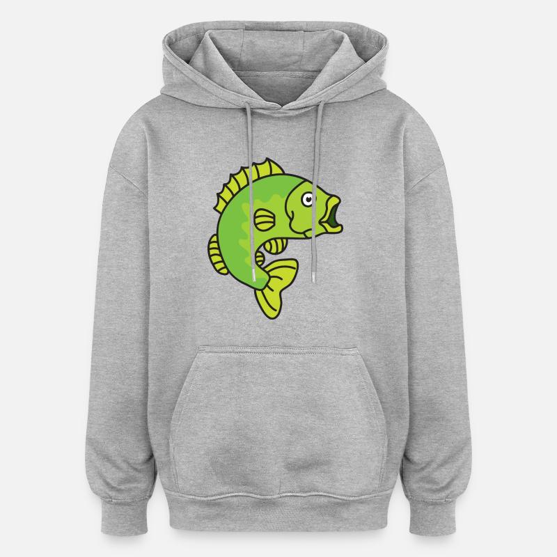 Poisson perche - Sweat à capuche oversize unisexe - gris chiné