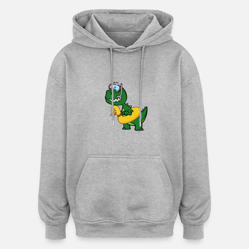 T-rex - Sweat à capuche oversize unisexe - gris chiné