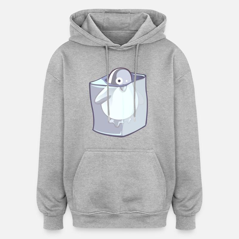 pingouin hyper - Sweat à capuche oversize unisexe - gris chiné