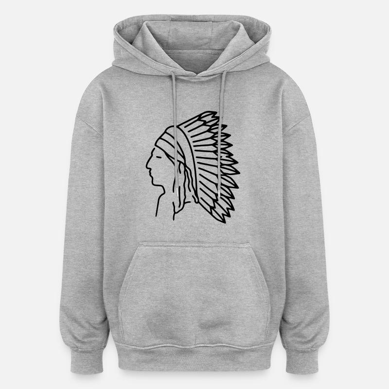 indien - Sweat à capuche oversize unisexe - gris chiné