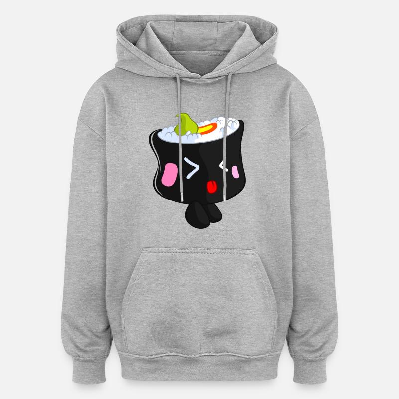 Maki.png - Sweat à capuche oversize unisexe - gris chiné