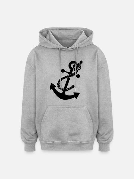 Anker - Oversized Unisex Hoodie - Grau meliert