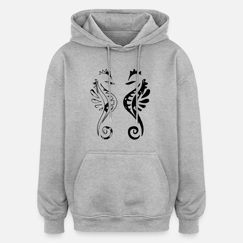 Conception de l'hippocampe - Sweat à capuche oversize unisexe - gris chiné