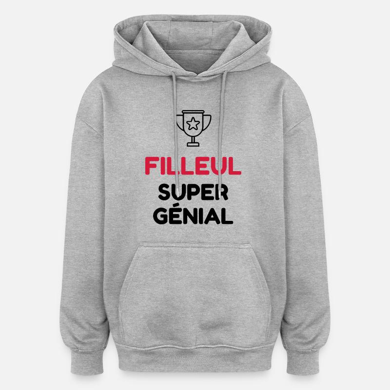 Filleul / Filleule / Parrain / Marraine / Bébé - Sweat à capuche oversize unisexe - gris chiné