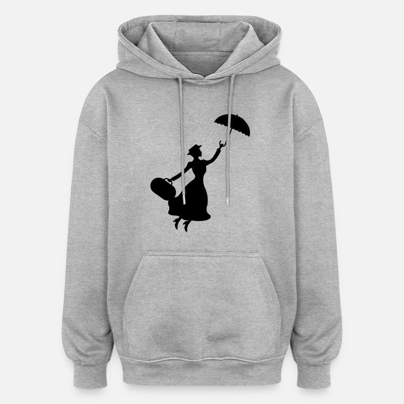 frau_regenschirm_01 - Sweat à capuche oversize unisexe - gris chiné