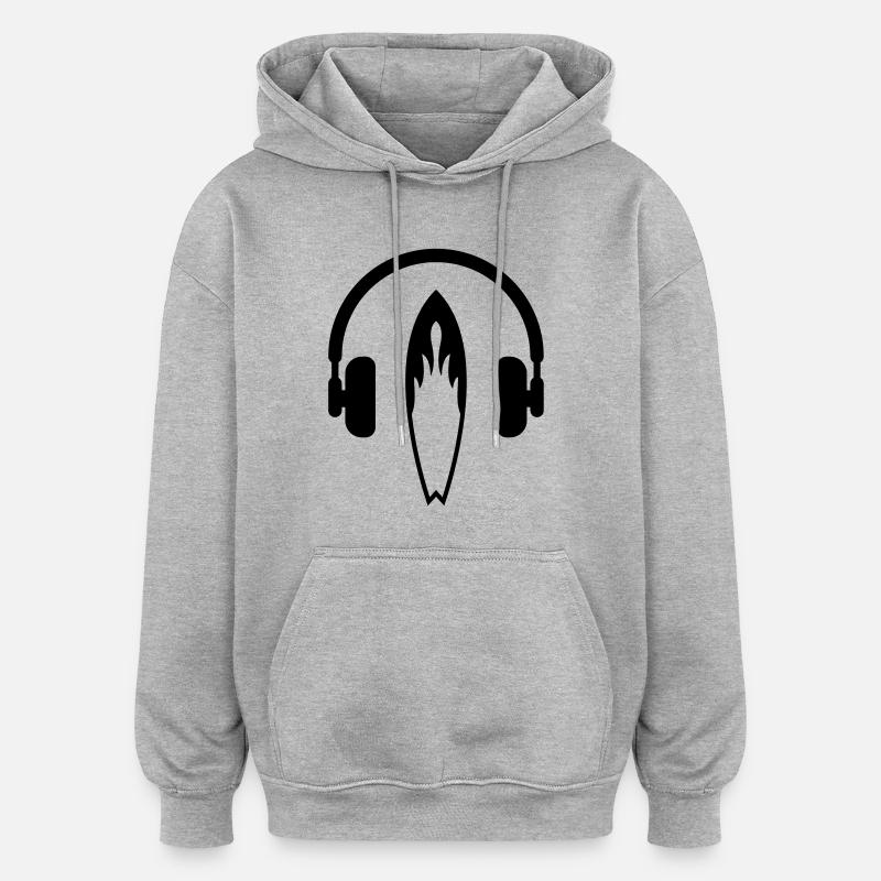 surf / surfeur / surfer / plage - Sweat à capuche oversize unisexe - gris chiné