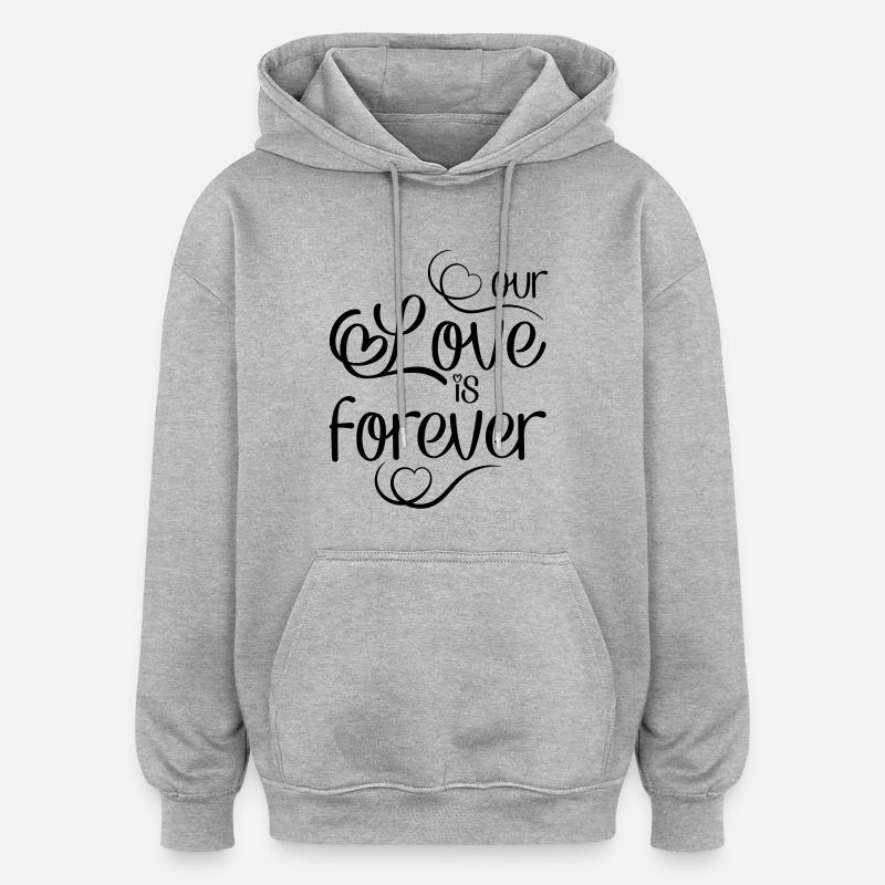 Love - Sweat à capuche oversize unisexe - gris chiné