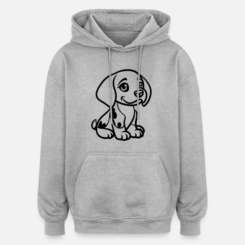 hund tier comic - Oversized Unisex Hoodie - Grau meliert