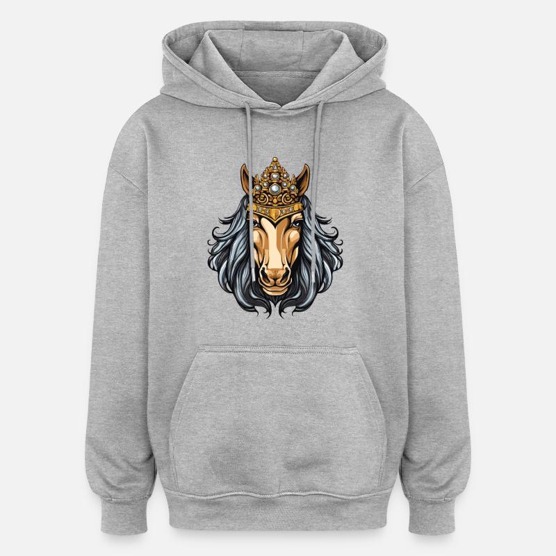 Couronne de cheval - Sweat à capuche oversize unisexe - gris chiné
