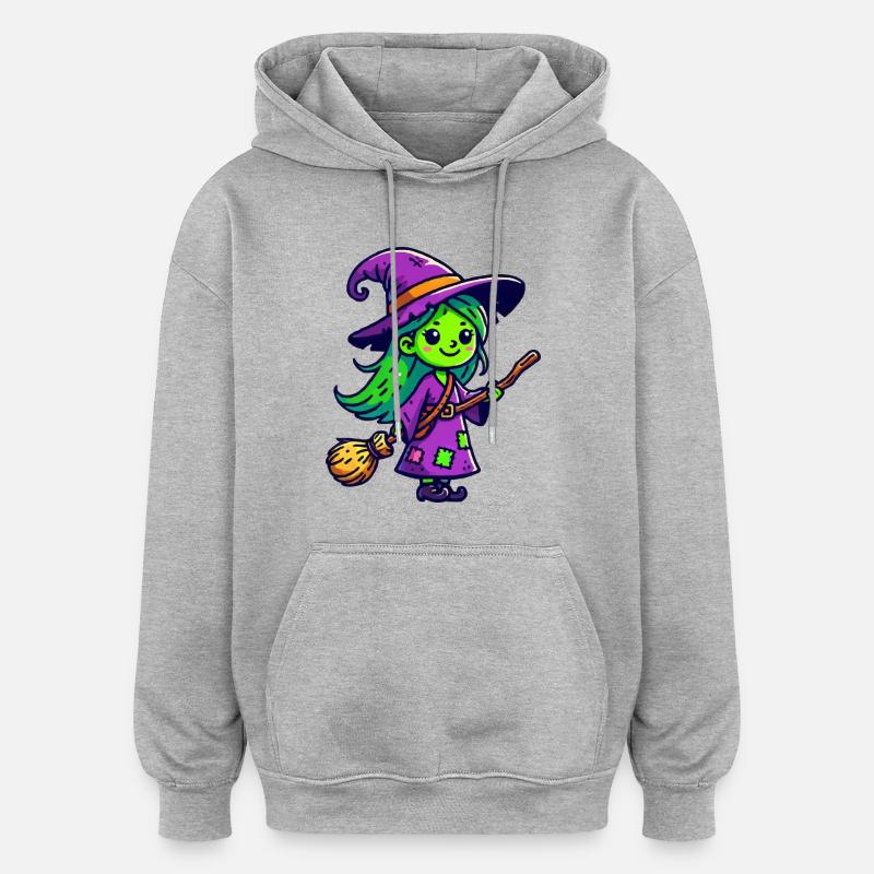 sorcière - Sweat à capuche oversize unisexe - gris chiné