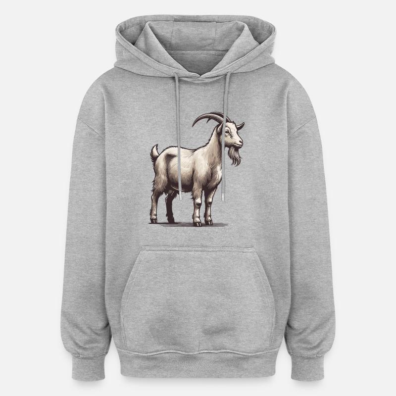 Ziege - Oversized Unisex Hoodie - Grau meliert