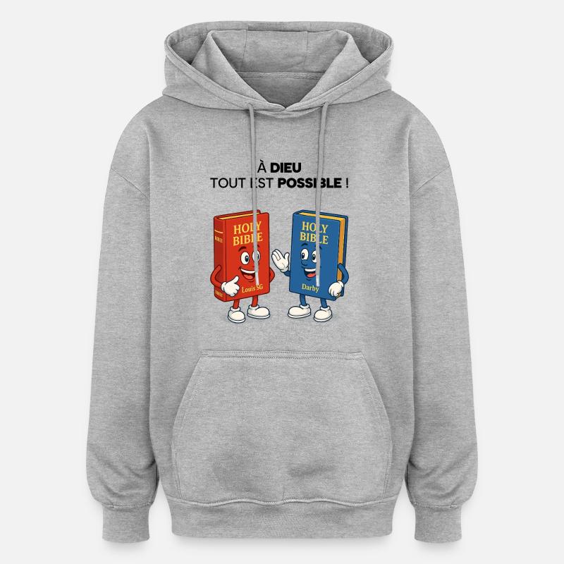 Bibel T-Shirt - Oversized Unisex Hoodie - Grau meliert