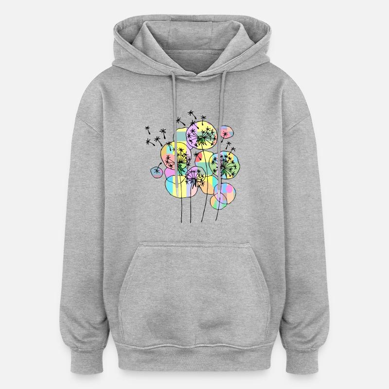 Fleur - Sweat à capuche oversize unisexe - gris chiné