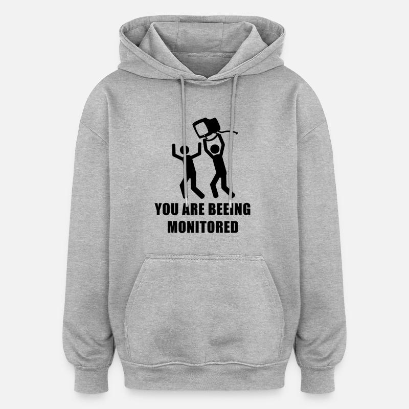 Monitored - Oversized Unisex Hoodie - heather grey