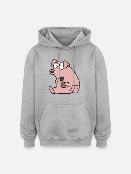 Julgris äter pepparkaka - Oversized Unisex Hoodie - heather grey