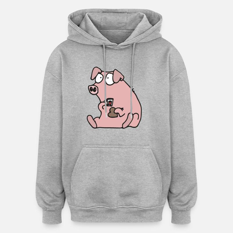 Julgris äter pepparkaka - Sweat à capuche oversize unisexe - gris chiné