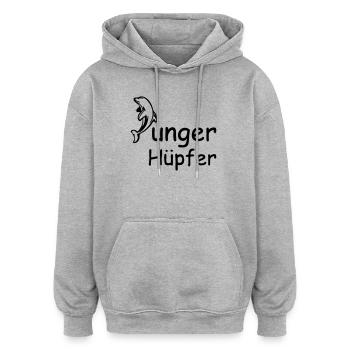 Junger Hüpfer Geschenk - Oversized Unisex Hoodie - Grau meliert - Vorne - Noah (186cm)