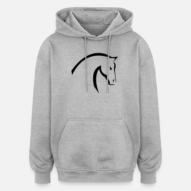 cheval - Sweat à capuche oversize unisexe - gris chiné
