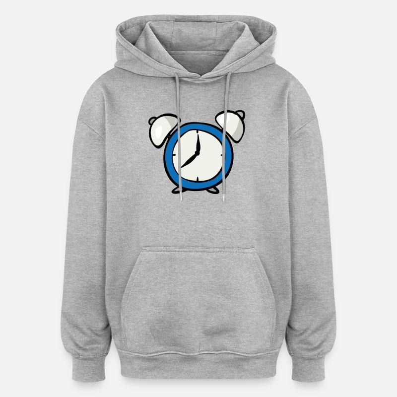 Wecker - Oversized Unisex Hoodie - Grau meliert