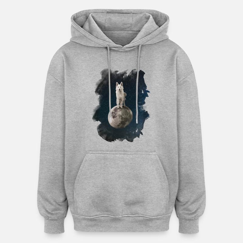 Loup mystique - Sweat à capuche oversize unisexe - gris chiné