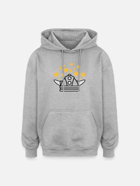 Wikinger Helm Idee - Oversized Unisex Hoodie - Grau meliert