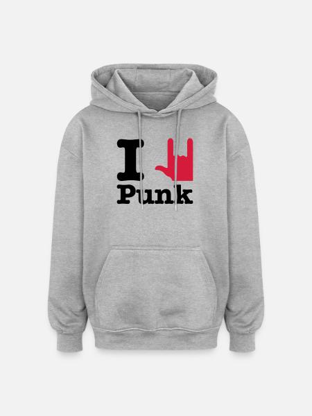 i love punk - Oversized Unisex Hoodie - heather grey