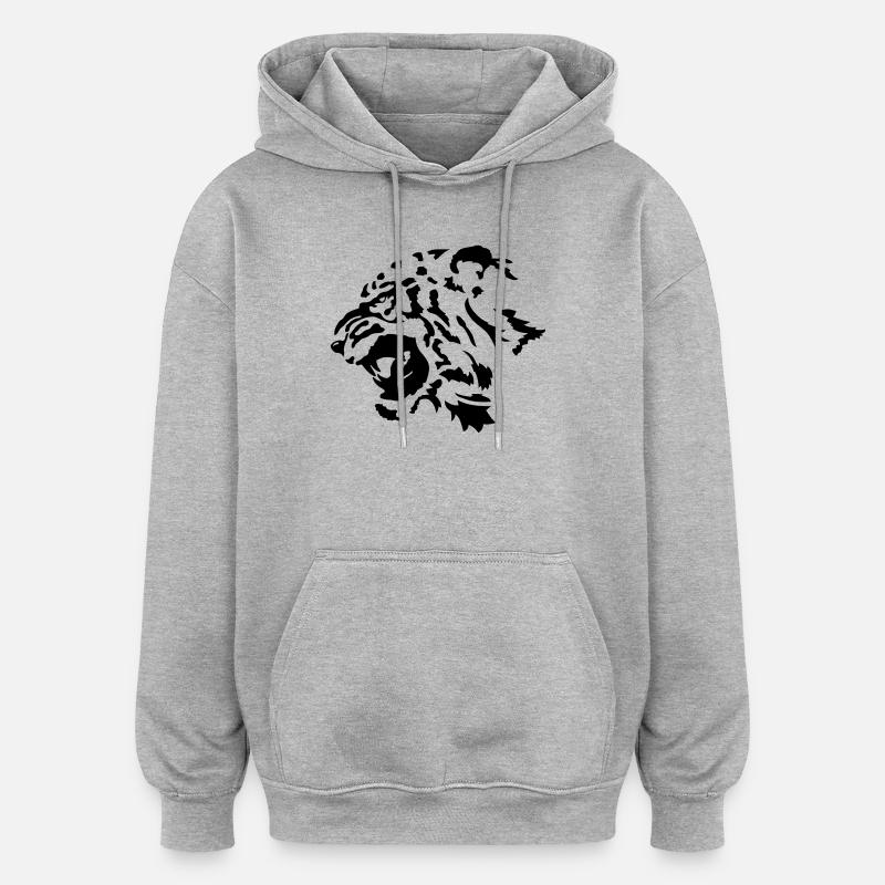 Tiger - Sweat à capuche oversize unisexe - gris chiné