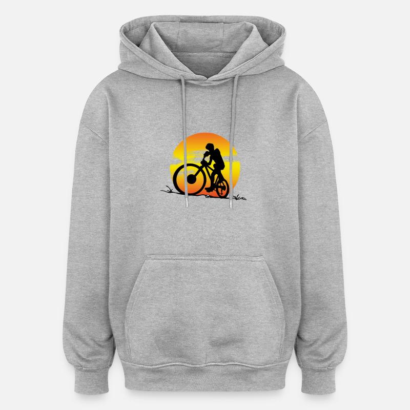 Coucher de soleil VTT - Sweat à capuche oversize unisexe - gris chiné