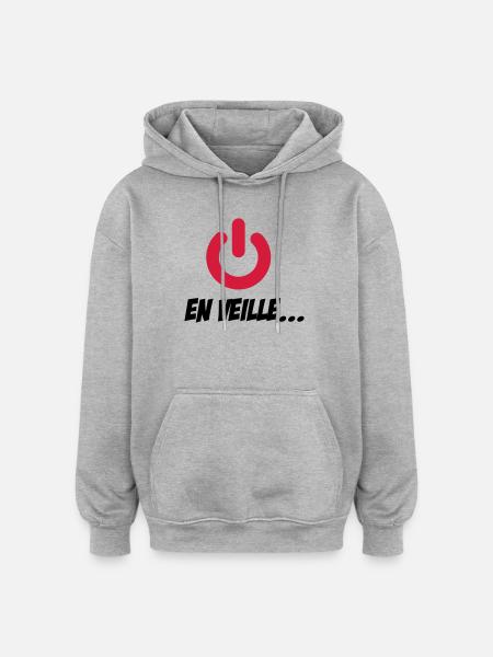 En veille - Sweat à capuche oversize unisexe - gris chiné