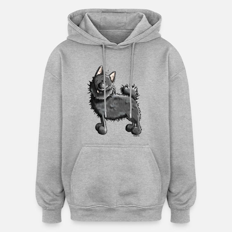 Drôle Schipperke - Chien - Sweat à capuche oversize unisexe - gris chiné