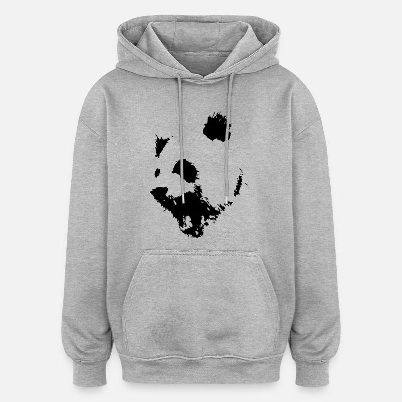 Panda - Sweat à capuche oversize unisexe - gris chiné