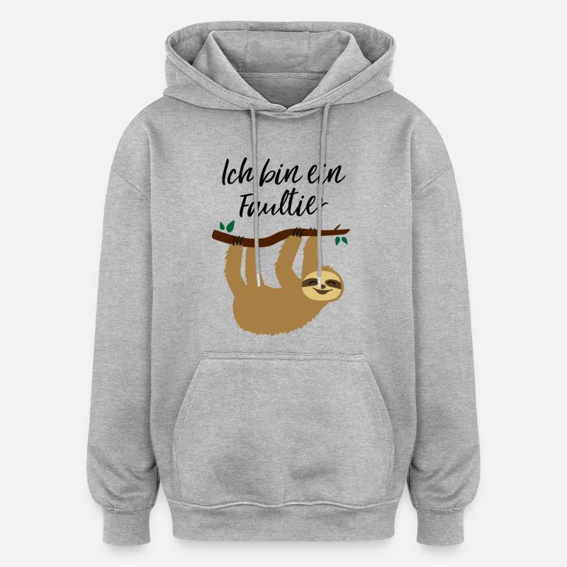 Ich bin ein Faultier - Oversized Unisex Hoodie - Grau meliert