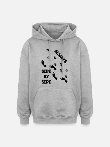 Side by side with dog * - Oversized Unisex Hoodie - heather grey