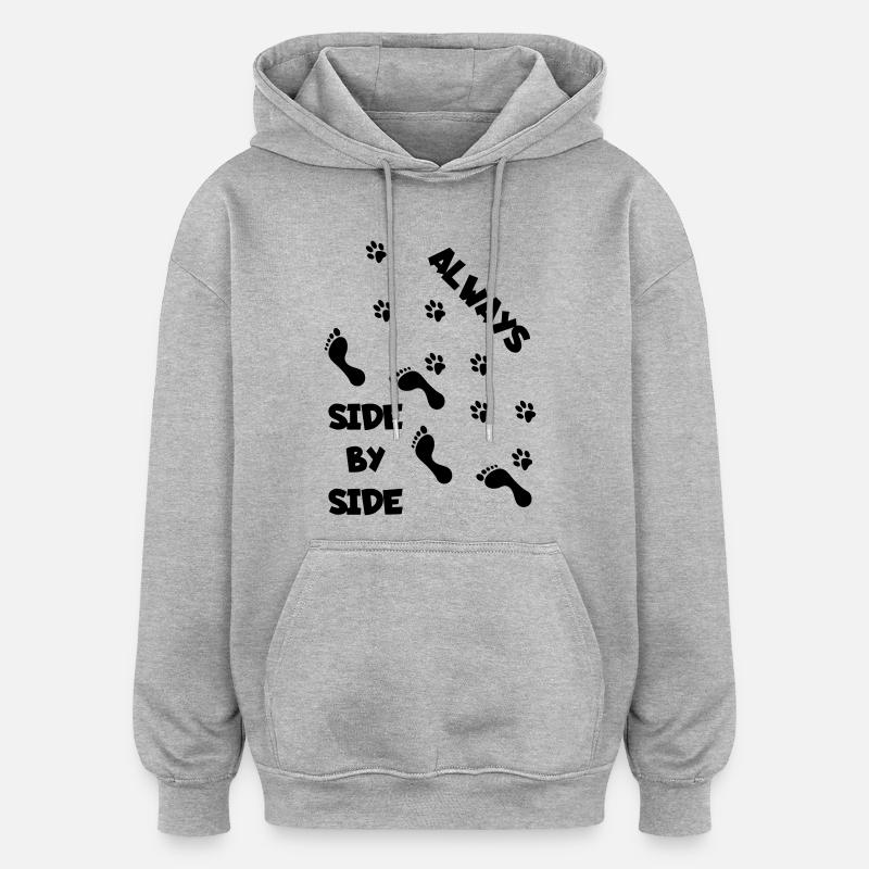 Seite an Seite mit Hund * - Oversized Unisex Hoodie - Grau meliert