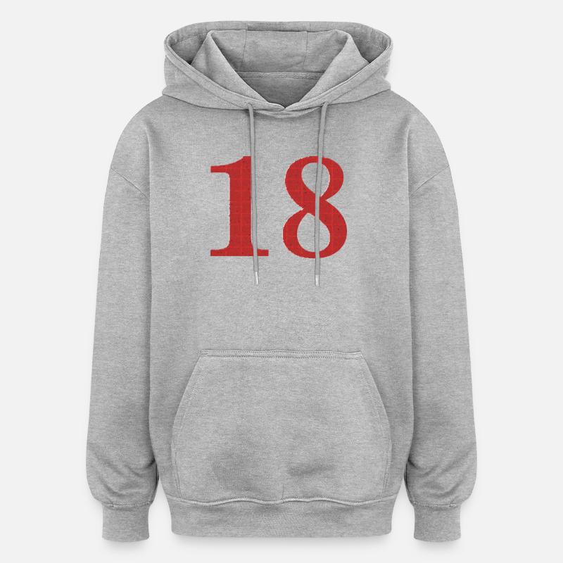 18 ans - Sweat à capuche oversize unisexe - gris chiné