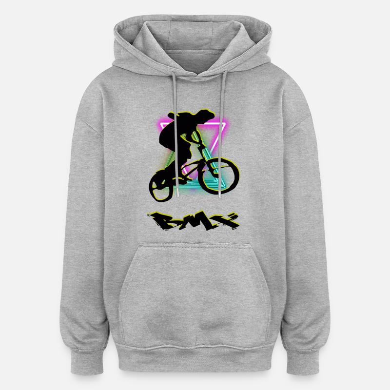 Vélo BMX - Sweat à capuche oversize unisexe - gris chiné