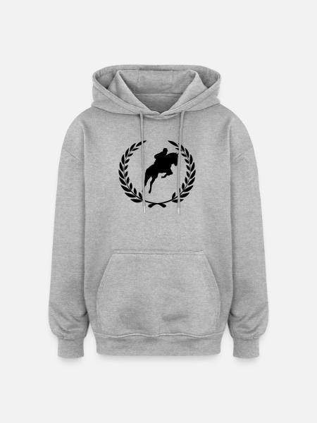 Sportpreis Lorbeerkranz-Springreiter - Oversized Unisex Hoodie - Grau meliert