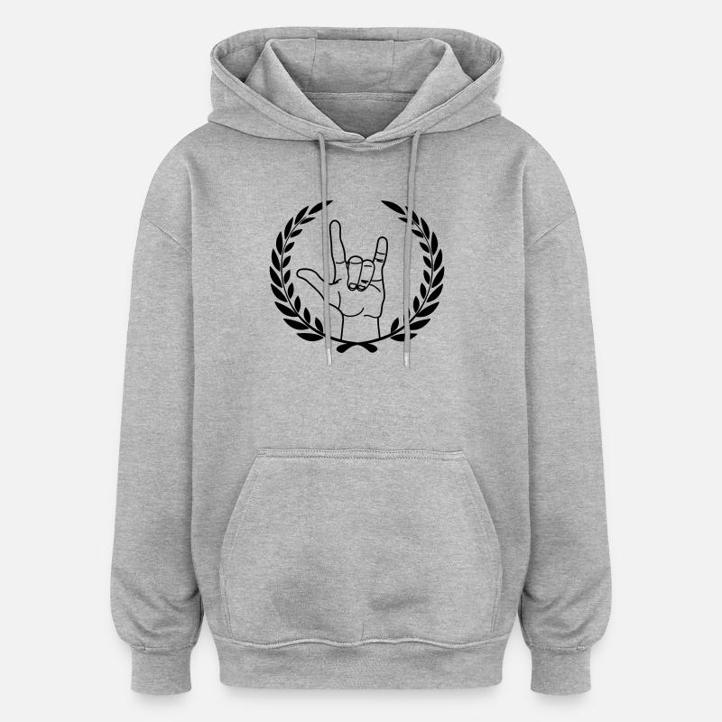 Respect du geste de la main - Sweat à capuche oversize unisexe - gris chiné