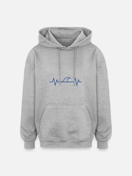 Heartbeat Mer - Sweat à capuche oversize unisexe - gris chiné