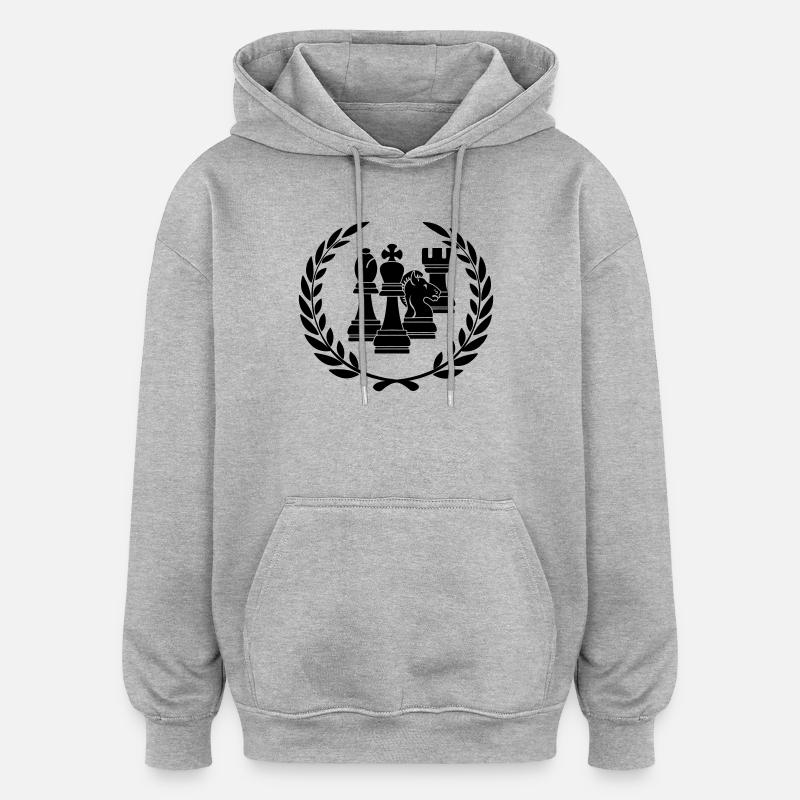 Pièces d’échecs en couronne de laurier - Sweat à capuche oversize unisexe - gris chiné