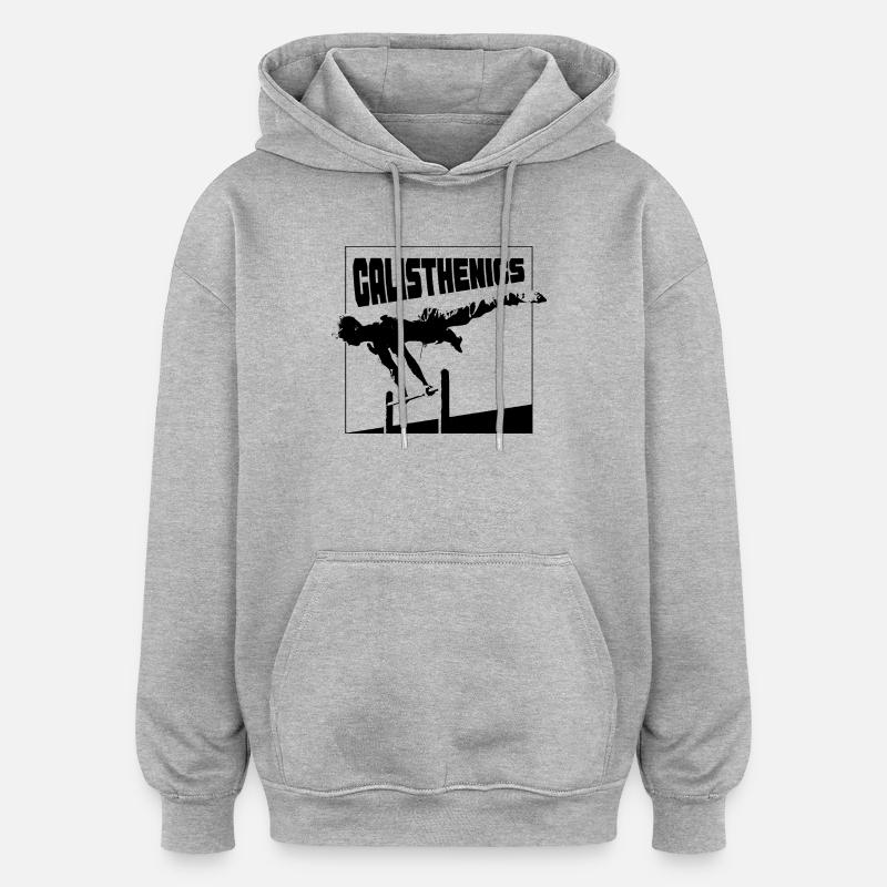 Calisthenics Planche Pose Silhouette - Oversized Unisex Hoodie - heather grey
