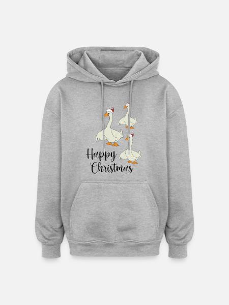 Happy Christmas - Oversized Unisex Hoodie - heather grey