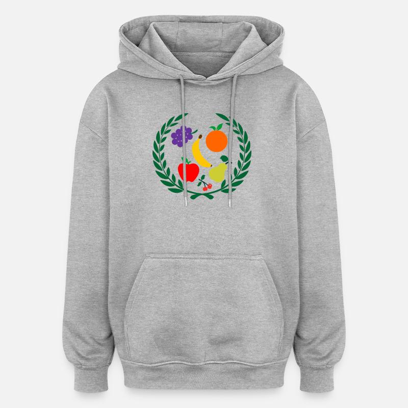 Fruit en couronne de laurier - Sweat à capuche oversize unisexe - gris chiné