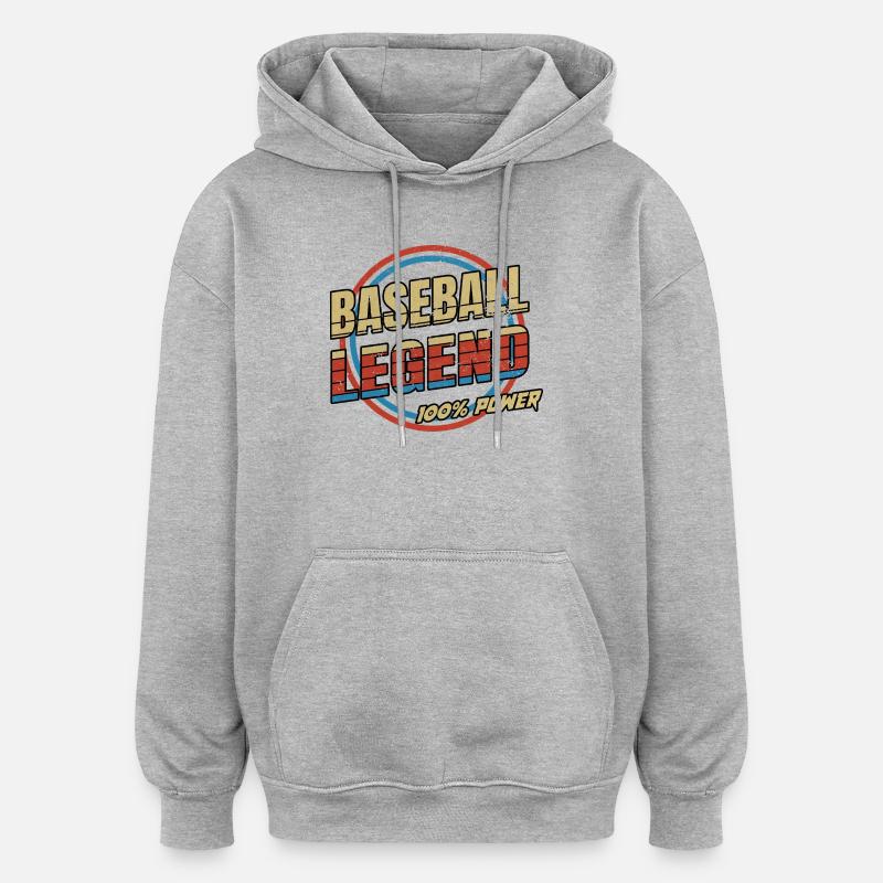 Légende du baseball - Sweat à capuche oversize unisexe - gris chiné