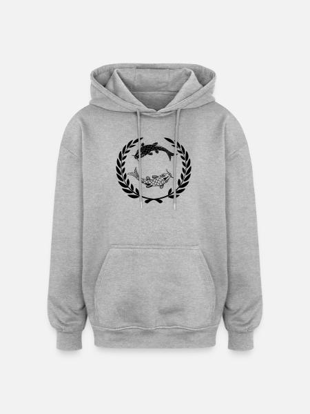 Fish 009 - Oversized Unisex Hoodie - heather grey