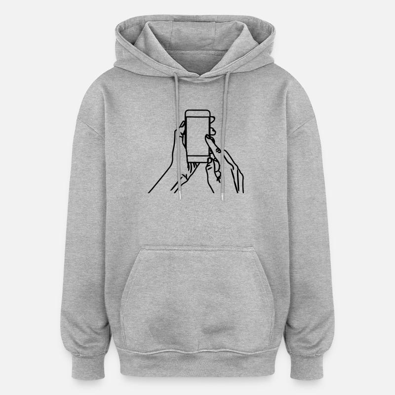 Smartphone entre vos mains - Sweat à capuche oversize unisexe - gris chiné