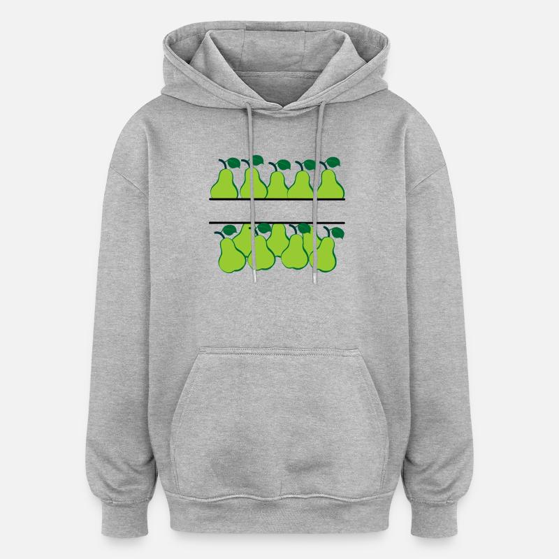 Bannière de poire avec poires vertes - Sweat à capuche oversize unisexe - gris chiné