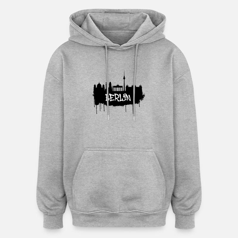 Berlin Graffiti Skyline - Sweat à capuche oversize unisexe - gris chiné