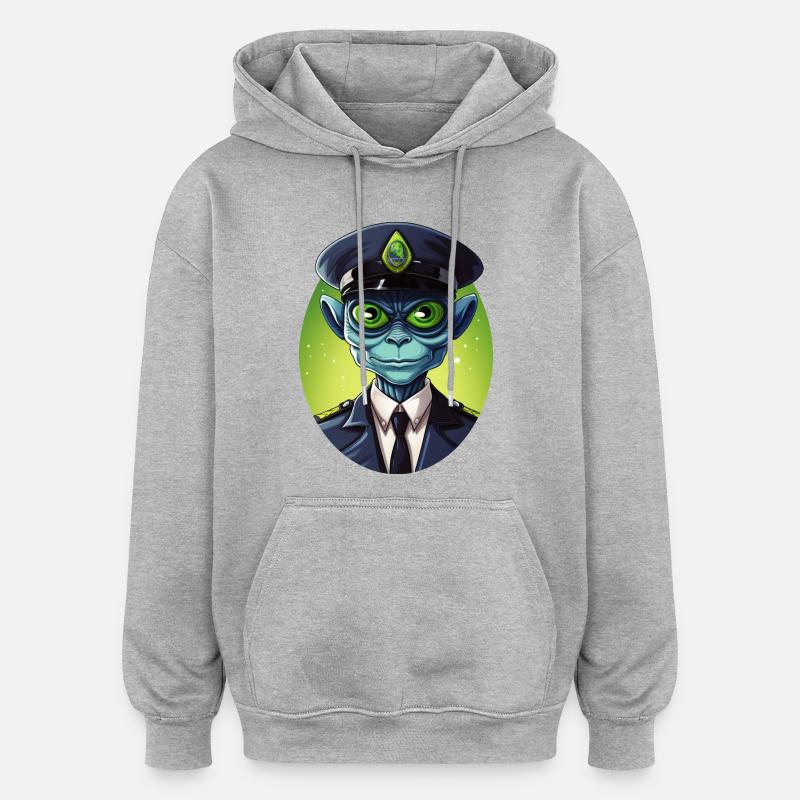 Flic extraterrestre - Sweat à capuche oversize unisexe - gris chiné